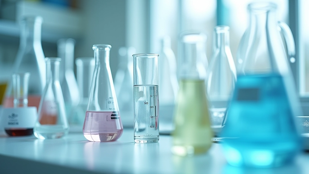 Ūdens paraugi no dažādiem Latvijas avotiem laboratorijas stiklā ar etikešu marķējumiem